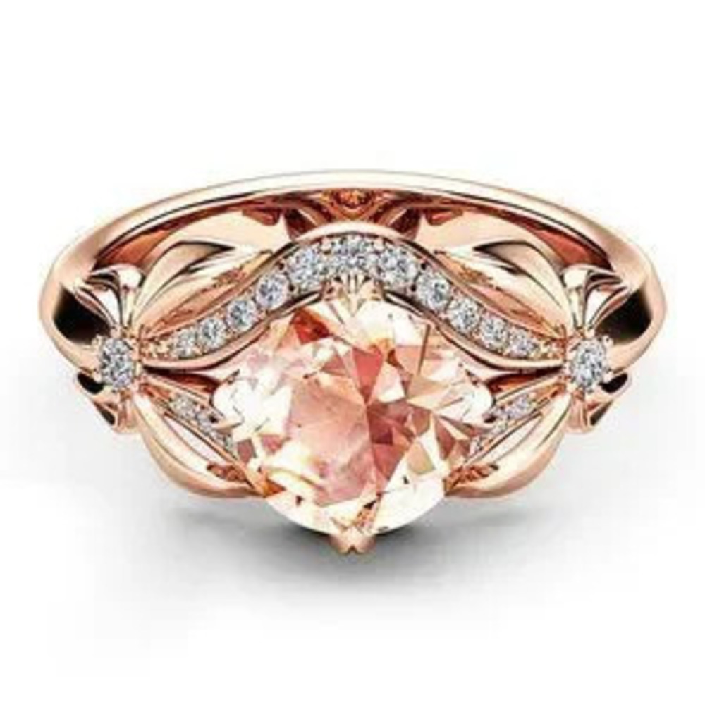 Big Round Champagne White Zircon Vintage Rings for Women, EVGG1511